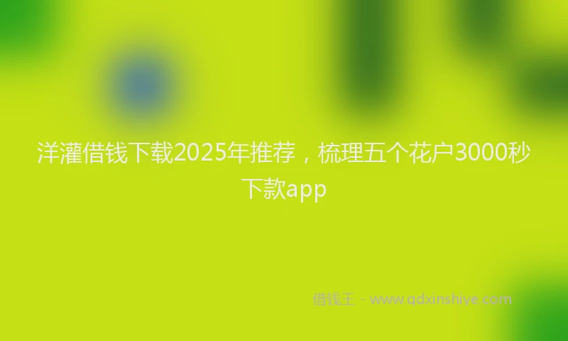 洋灌借钱下载2025年推荐，梳理五个花户3000秒下款app