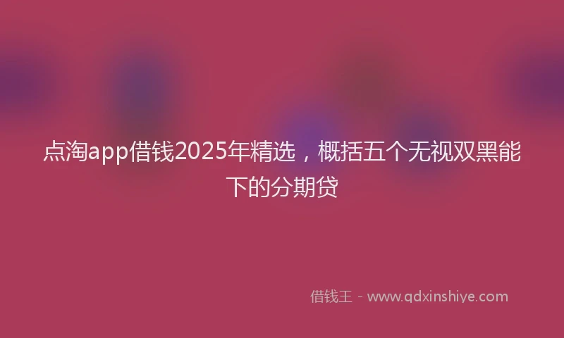 点淘app借钱2025年精选，概括五个无视双黑能下的分期贷