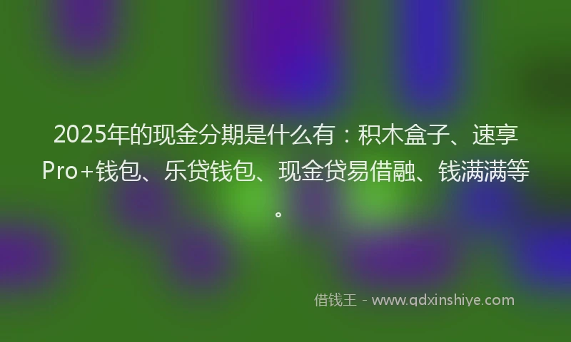 2025年的现金分期是什么有：积木盒子、速享Pro+钱包、乐贷钱包、现金贷易借融、钱满满等。