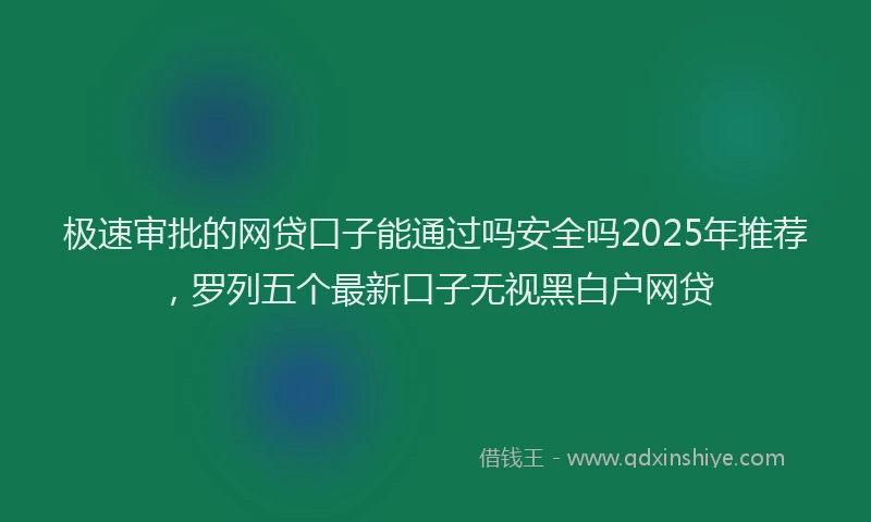 极速审批的网贷口子能通过吗安全吗2025年推荐，罗列五个最新口子无视黑白户网贷