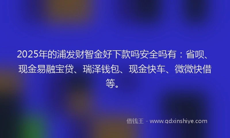 2025年的浦发财智金好下款吗安全吗有：省呗、现金易融宝贷、瑞泽钱包、现金快车、微微快借等。