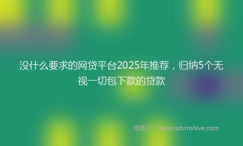 没什么要求的网贷平台2025年推荐，归纳5个无视一切包下款的贷款