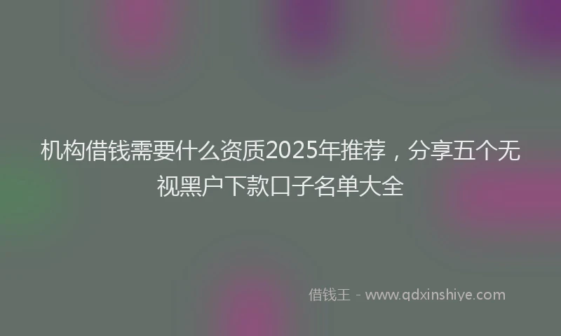 机构借钱需要什么资质2025年推荐，分享五个无视黑户下款口子名单大全