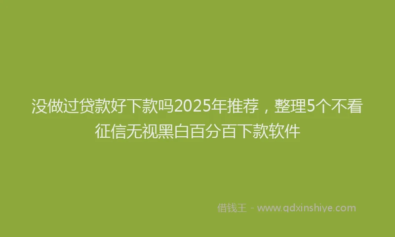 没做过贷款好下款吗2025年推荐，整理5个不看征信无视黑白百分百下款软件