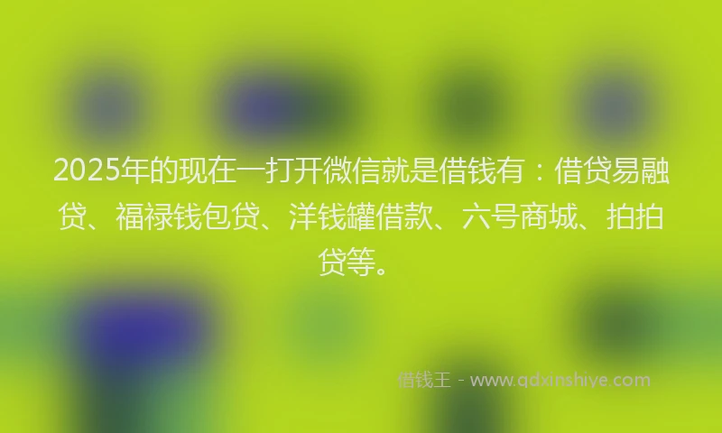 2025年的现在一打开微信就是借钱有：借贷易融贷、福禄钱包贷、洋钱罐借款、六号商城、拍拍贷等。