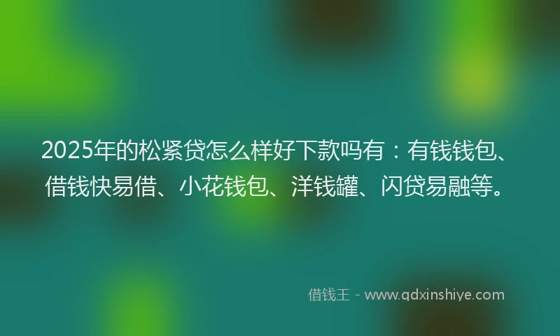 2025年的松紧贷怎么样好下款吗有：有钱钱包、借钱快易借、小花钱包、洋钱罐、闪贷易融等。