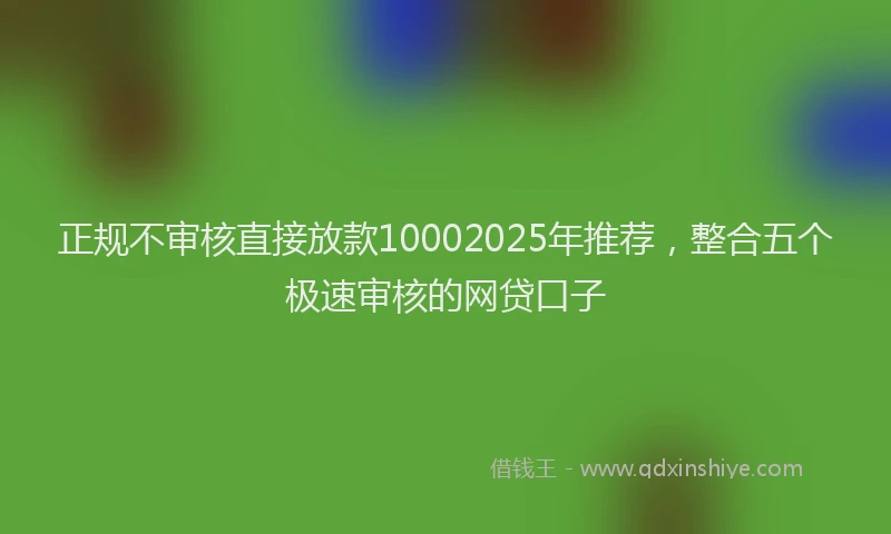 正规不审核直接放款10002025年推荐，整合五个极速审核的网贷口子