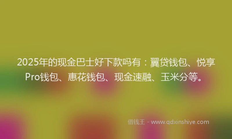 2025年的现金巴士好下款吗有：翼贷钱包、悦享Pro钱包、惠花钱包、现金速融、玉米分等。