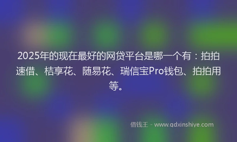 2025年的现在最好的网贷平台是哪一个有：拍拍速借、桔享花、随易花、瑞信宝Pro钱包、拍拍用等。