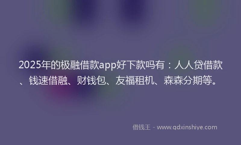 2025年的极融借款app好下款吗有：人人贷借款、钱速借融、财钱包、友福租机、森森分期等。