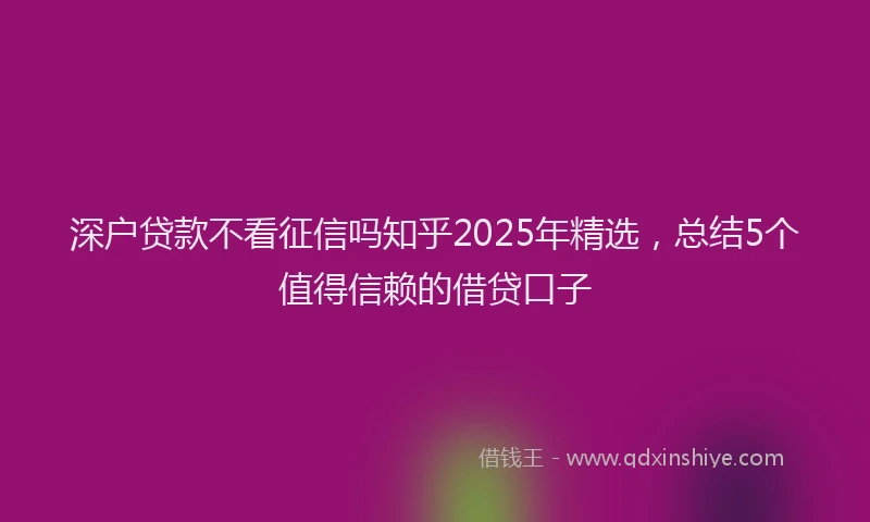 深户贷款不看征信吗知乎2025年精选，总结5个值得信赖的借贷口子