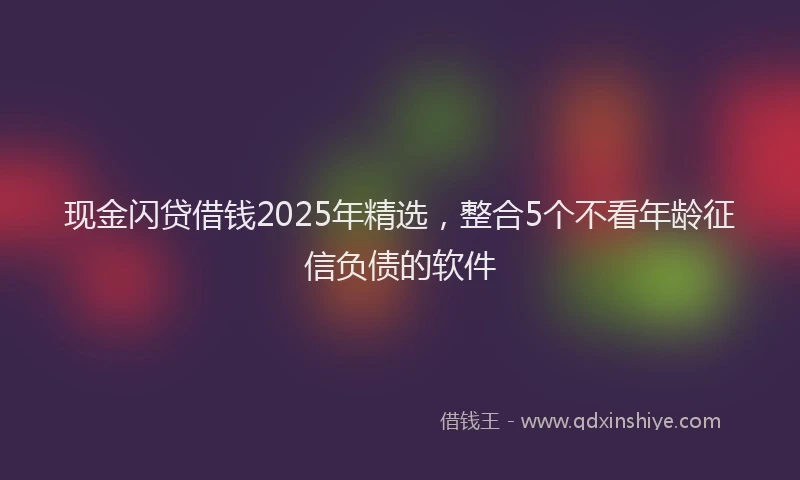 现金闪贷借钱2025年精选，整合5个不看年龄征信负债的软件