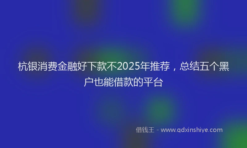杭银消费金融好下款不2025年推荐，总结五个黑户也能借款的平台