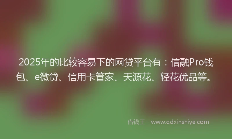 2025年的比较容易下的网贷平台有：信融Pro钱包、e微贷、信用卡管家、天源花、轻花优品等。