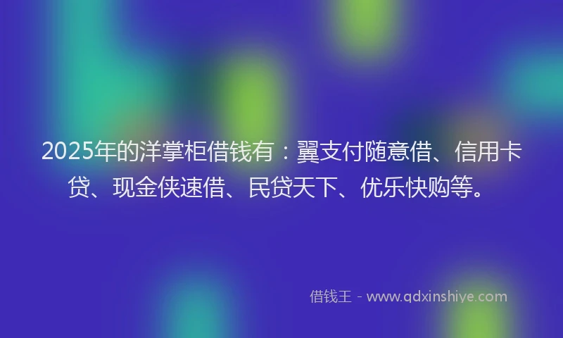 2025年的洋掌柜借钱有：翼支付随意借、信用卡贷、现金侠速借、民贷天下、优乐快购等。