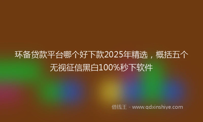 环备贷款平台哪个好下款2025年精选，概括五个无视征信黑白100%秒下软件