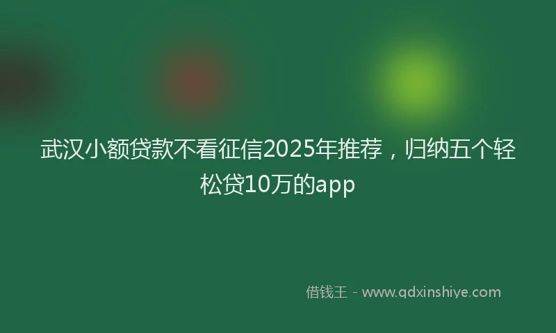 武汉小额贷款不看征信2025年推荐，归纳五个轻松贷10万的app