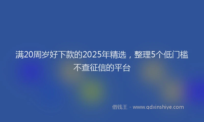 满20周岁好下款的2025年精选，整理5个低门槛不查征信的平台