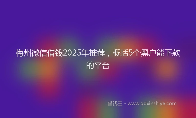 梅州微信借钱2025年推荐，概括5个黑户能下款的平台