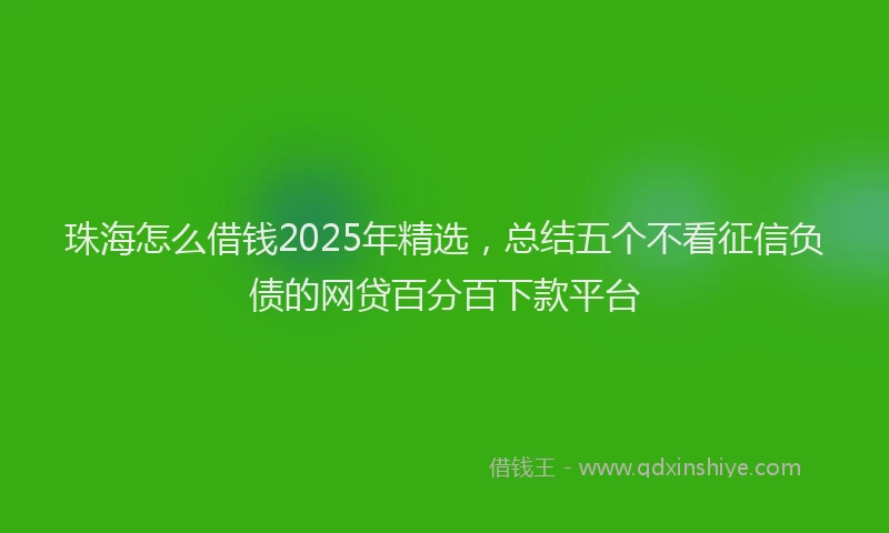 珠海怎么借钱2025年精选，总结五个不看征信负债的网贷百分百下款平台