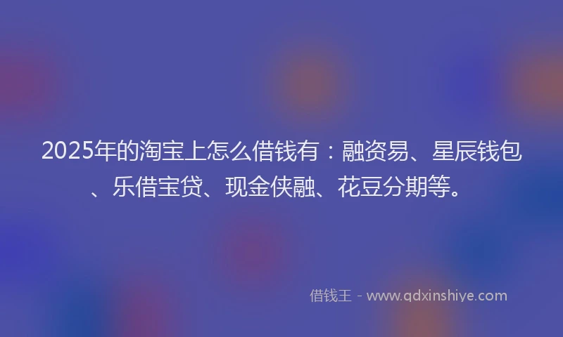2025年的淘宝上怎么借钱有：融资易、星辰钱包、乐借宝贷、现金侠融、花豆分期等。