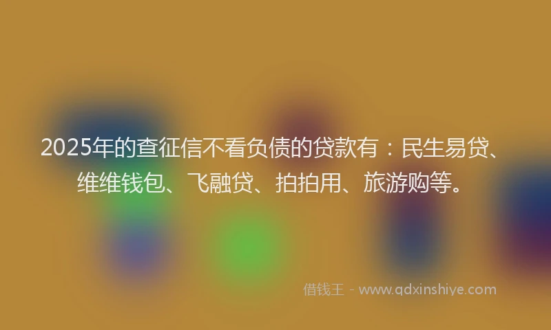 2025年的查征信不看负债的贷款有：民生易贷、维维钱包、飞融贷、拍拍用、旅游购等。