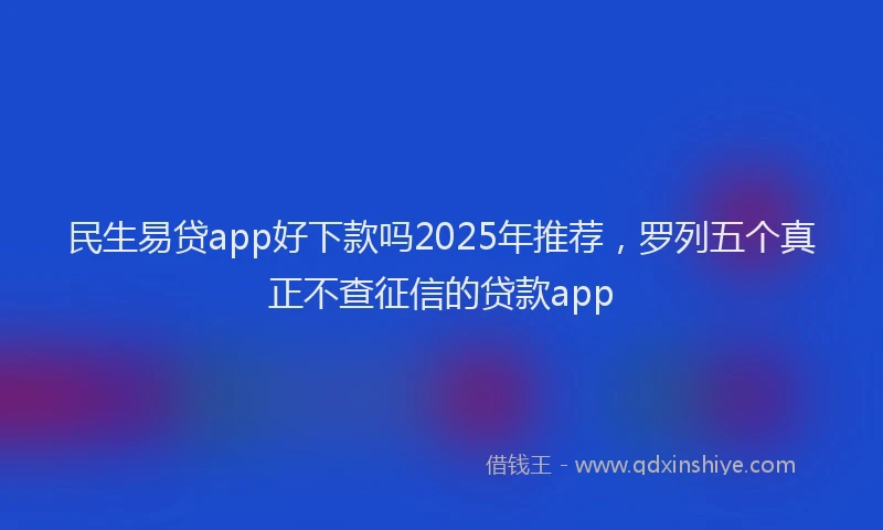 民生易贷app好下款吗2025年推荐，罗列五个真正不查征信的贷款app