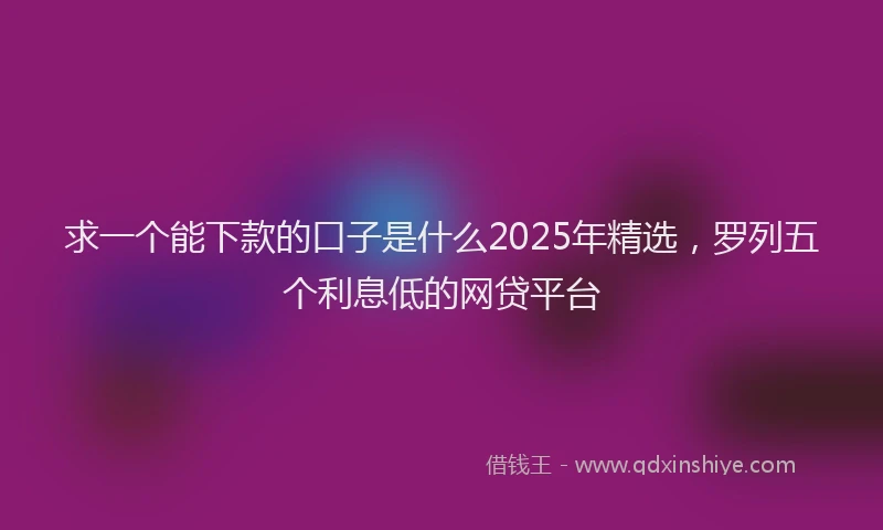 求一个能下款的口子是什么2025年精选，罗列五个利息低的网贷平台
