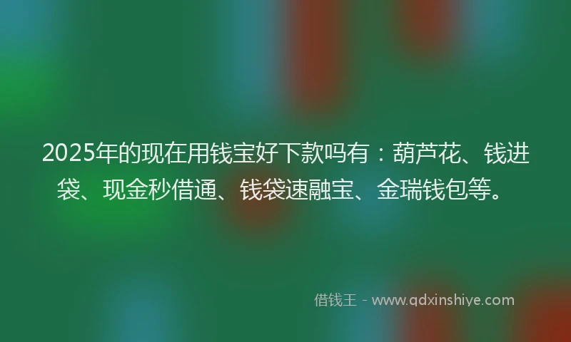 2025年的现在用钱宝好下款吗有：葫芦花、钱进袋、现金秒借通、钱袋速融宝、金瑞钱包等。