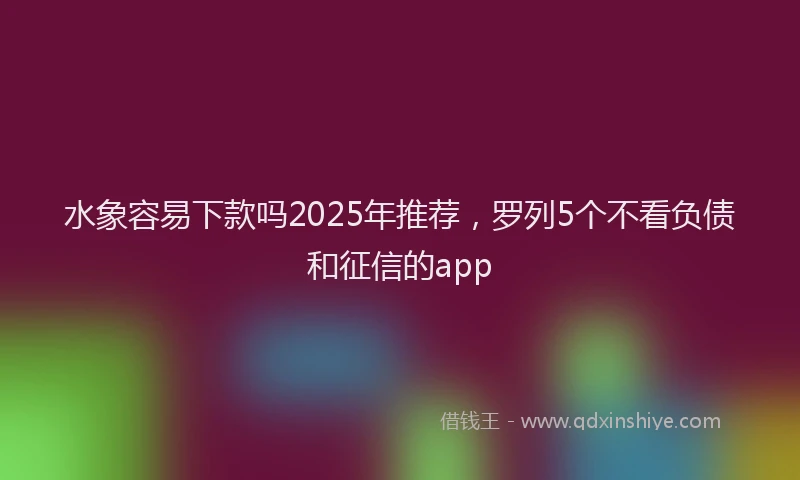 水象容易下款吗2025年推荐，罗列5个不看负债和征信的app