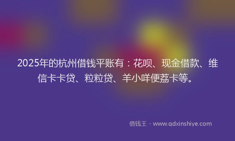 2025年的杭州借钱平账有：花呗、现金借款、维信卡卡贷、粒粒贷、羊小咩便荔卡等。