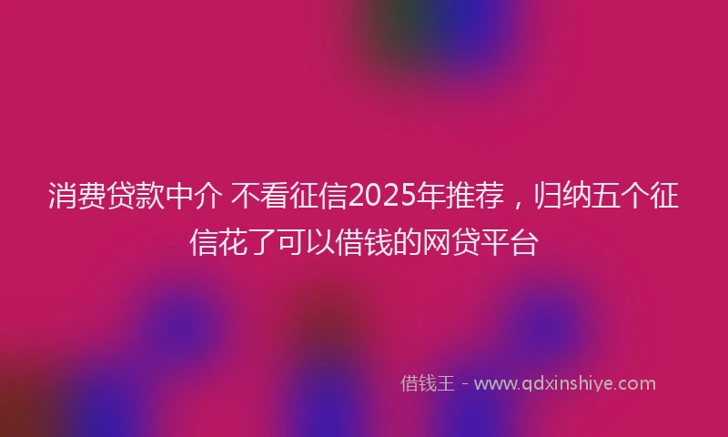 消费贷款中介 不看征信2025年推荐，归纳五个征信花了可以借钱的网贷平台