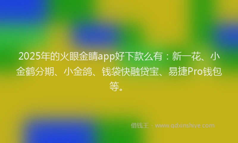 2025年的火眼金睛app好下款么有：新一花、小金鹤分期、小金鸽、钱袋快融贷宝、易捷Pro钱包等。
