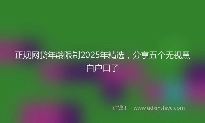 正规网贷年龄限制2025年精选，分享五个无视黑白户口子