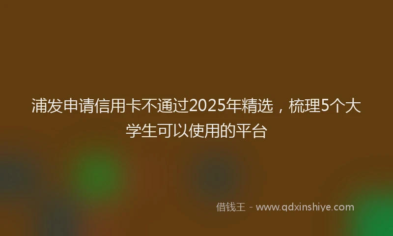 浦发申请信用卡不通过2025年精选，梳理5个大学生可以使用的平台