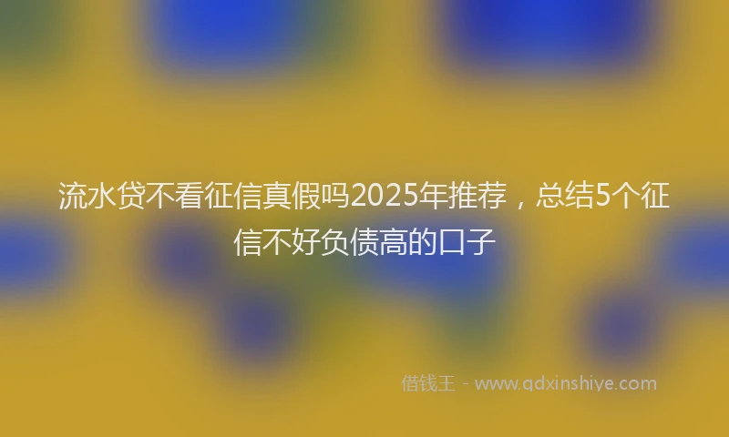流水贷不看征信真假吗2025年推荐，总结5个征信不好负债高的口子