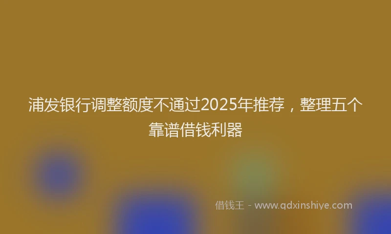 浦发银行调整额度不通过2025年推荐，整理五个靠谱借钱利器