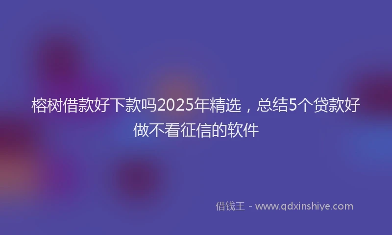 榕树借款好下款吗2025年精选，总结5个贷款好做不看征信的软件