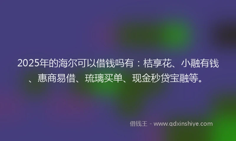 2025年的海尔可以借钱吗有：桔享花、小融有钱、惠商易借、琉璃买单、现金秒贷宝融等。