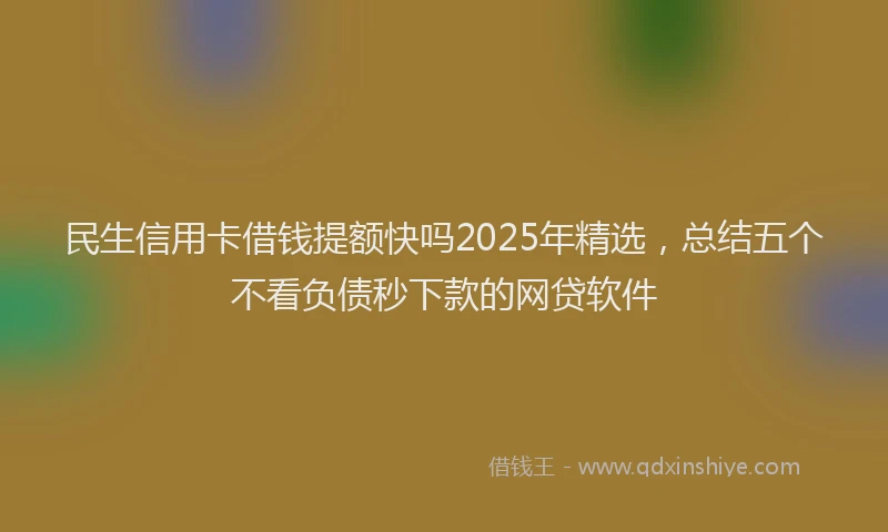 民生信用卡借钱提额快吗2025年精选，总结五个不看负债秒下款的网贷软件
