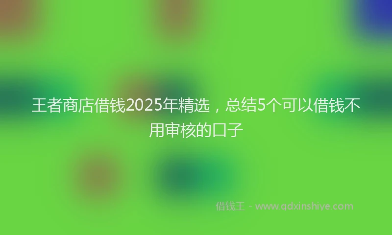 王者商店借钱2025年精选，总结5个可以借钱不用审核的口子