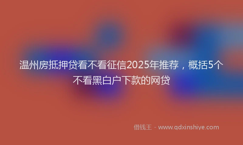温州房抵押贷看不看征信2025年推荐，概括5个不看黑白户下款的网贷