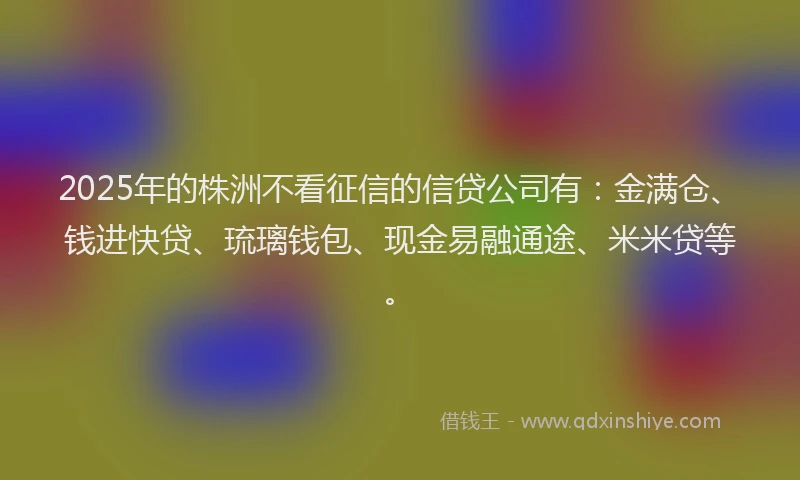 2025年的株洲不看征信的信贷公司有：金满仓、钱进快贷、琉璃钱包、现金易融通途、米米贷等。