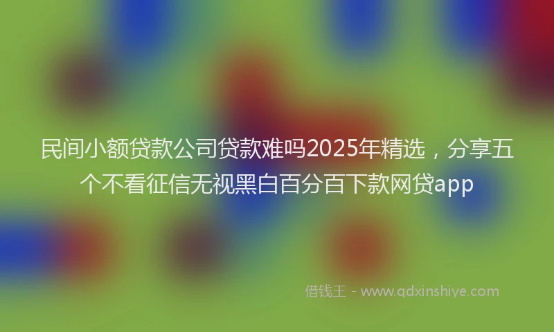 民间小额贷款公司贷款难吗2025年精选，分享五个不看征信无视黑白百分百下款网贷app