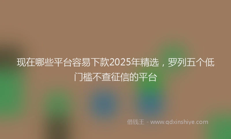 现在哪些平台容易下款2025年精选，罗列五个低门槛不查征信的平台
