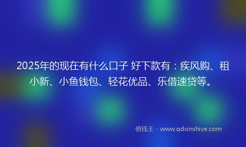 2025年的现在有什么口子 好下款有：疾风购、租小新、小鱼钱包、轻花优品、乐借速贷等。