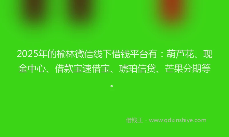 2025年的榆林微信线下借钱平台有：葫芦花、现金中心、借款宝速借宝、琥珀信贷、芒果分期等。
