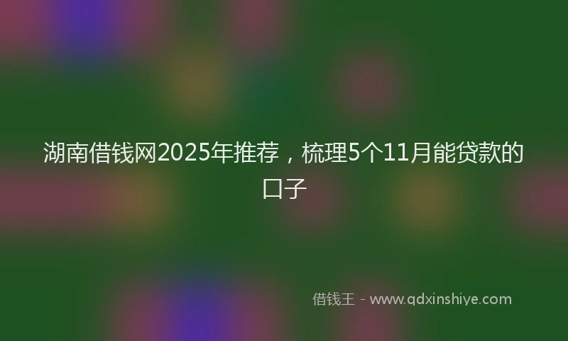 湖南借钱网2025年推荐，梳理5个11月能贷款的口子