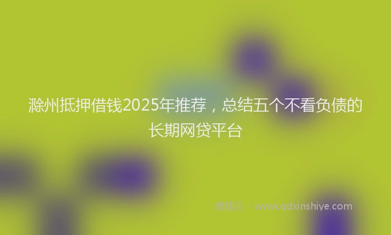滁州抵押借钱2025年推荐，总结五个不看负债的长期网贷平台