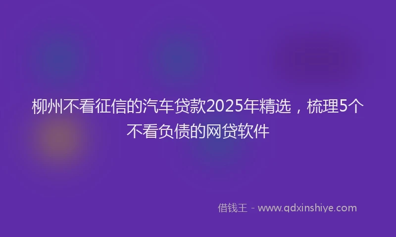 柳州不看征信的汽车贷款2025年精选，梳理5个不看负债的网贷软件